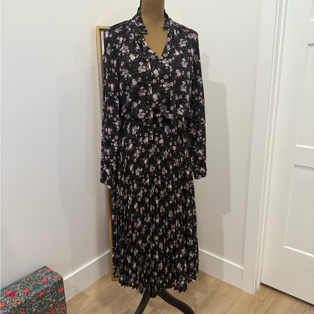 Floral Black and Pink Long Sleeve Dress